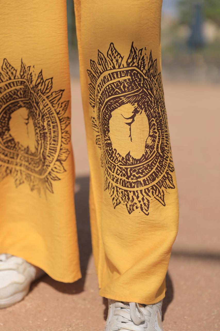 Soft Linen Wide-Leg Palazzo Pants – Golden Yellow